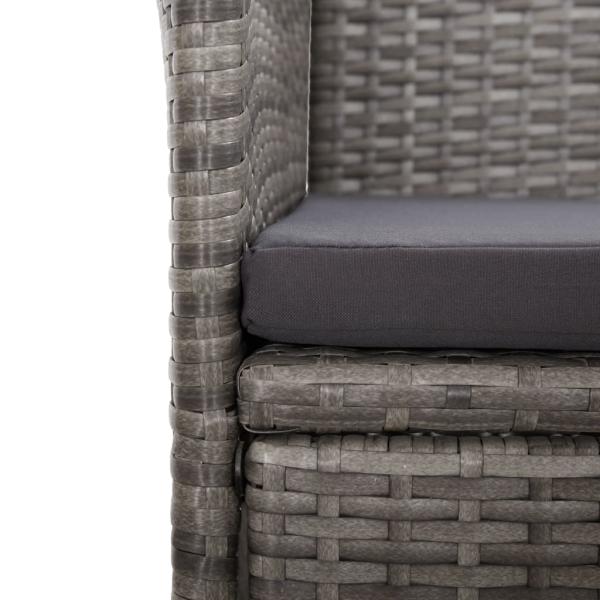 9-tlg. Garten-Essgruppe mit Kissen Grau Poly Rattan