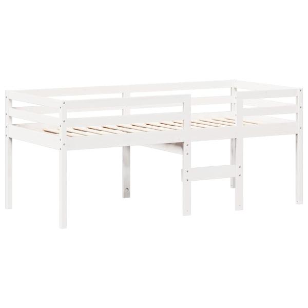 Hochbett mit Dach Weiß 90x200 cm Massivholz Kiefer