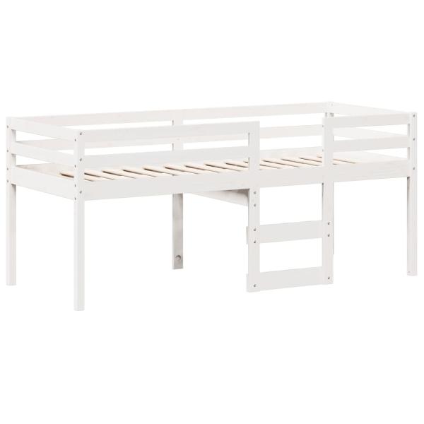 Hochbett mit Dach Weiß 90x190 cm Massivholz Kiefer