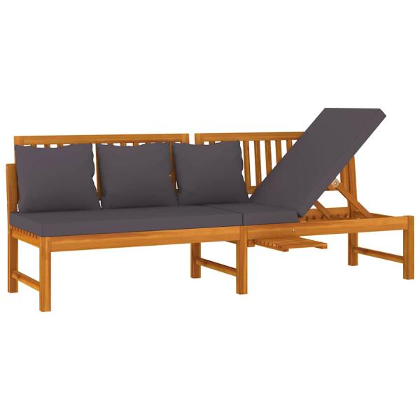 Tagesbett mit Grauen Kissen 200x60x75 cm Massivholz Akazie