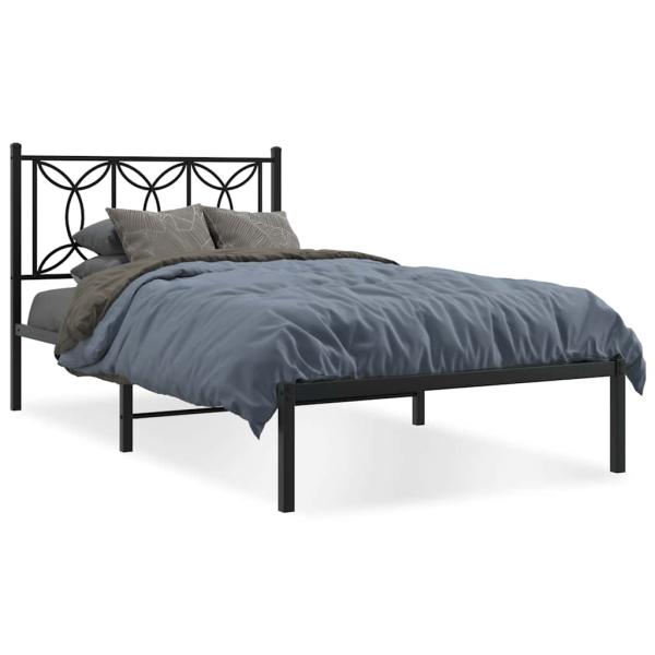 Bettgestell mit Kopfteil Metall Schwarz 100x200 cm