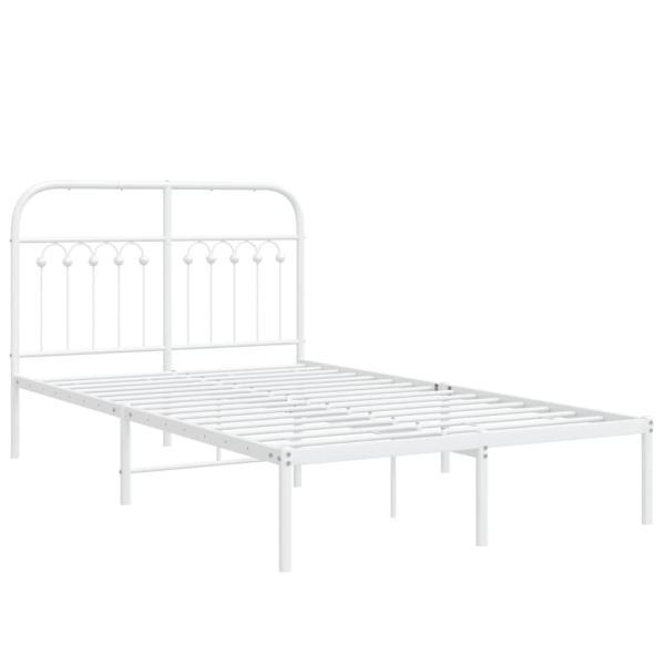 Bettgestell mit Kopfteil Metall Weiß 120x190 cm