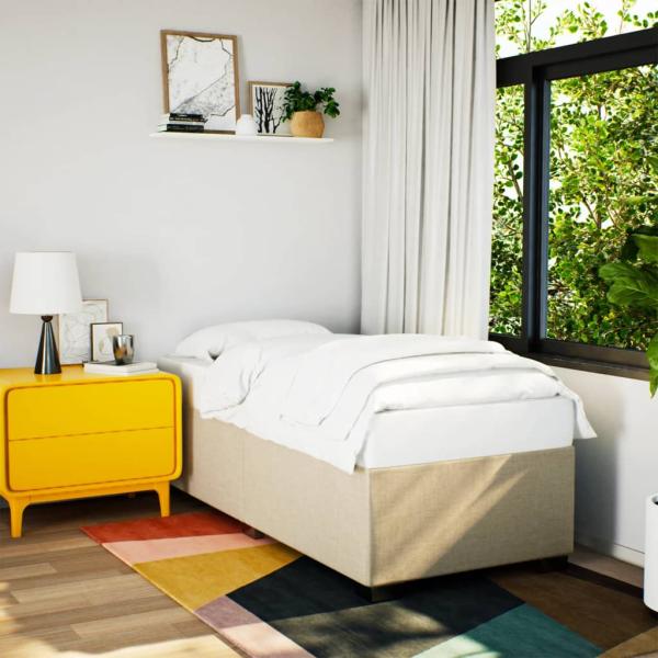 ARDEBO.de - Bettgestell ohne Matratze Creme 90x200 cm Stoff