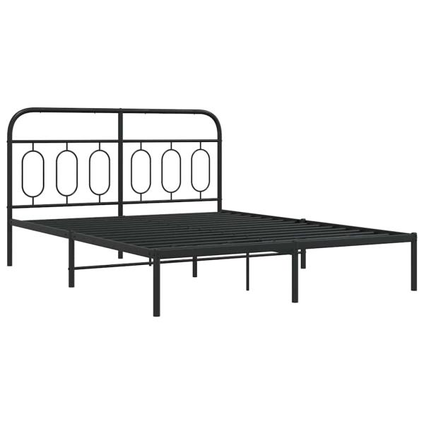 Bettgestell mit Kopfteil Metall Schwarz 150x200 cm