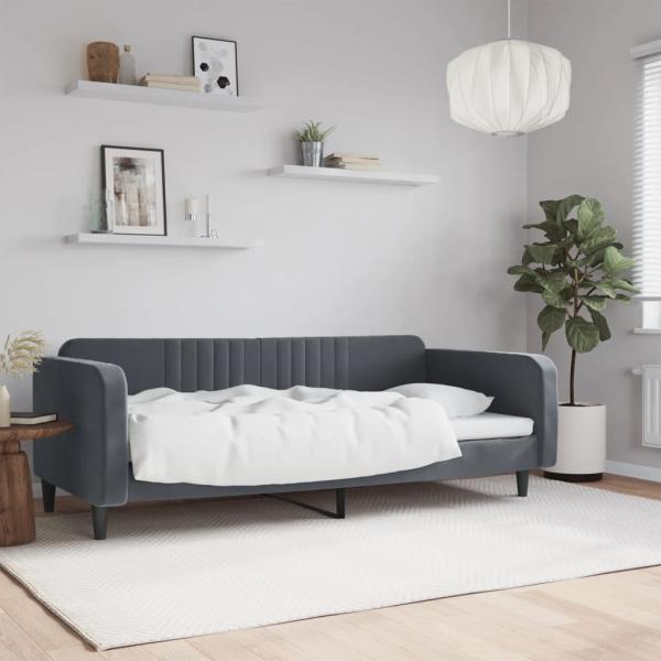 ARDEBO.de - Tagesbett Dunkelgrau 100x200 cm Samt
