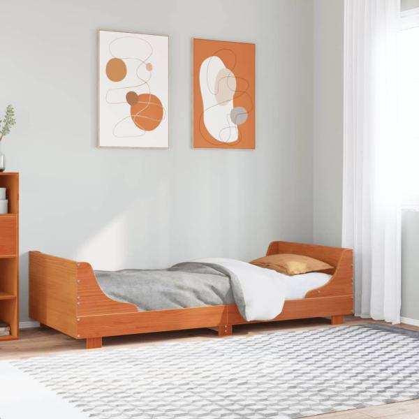 ARDEBO.de - Massivholzbett ohne Matratze Wachsbraun 90x190 cm Kiefernholz