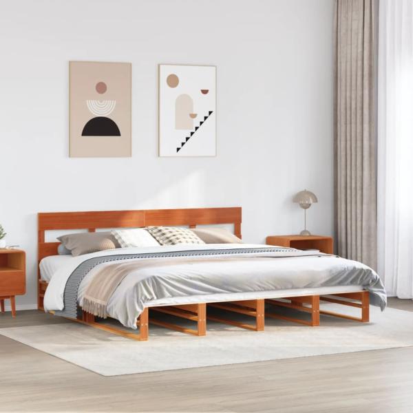 ARDEBO.de - Massivholzbett ohne Matratze Wachsbraun 180x200 Kiefernholz