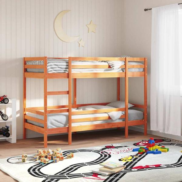 ARDEBO.de - Etagenbett Wachsbraun 90x190 cm Massivholz Kiefer