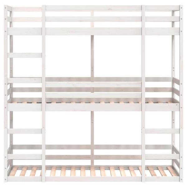 Dreifach-Etagenbett Weiß 75x190 cm Massivholz Kiefer
