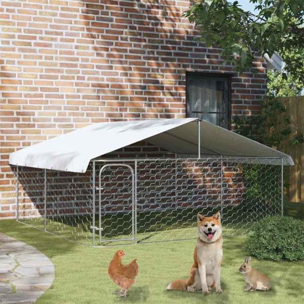 ARDEBO.de - Outdoor-Hundezwinger mit Dach 300x300x150 cm