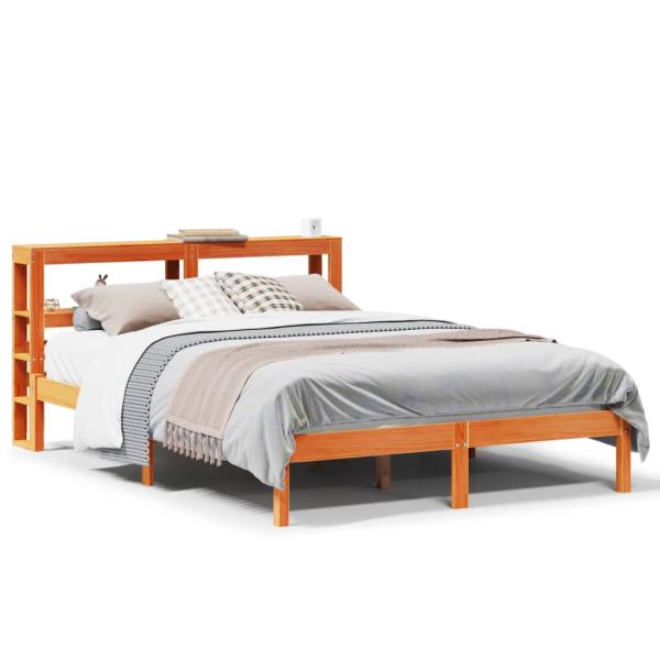 Bettgestell mit Kopfteil ohne Matratze Wachsbraun 150x200 cm