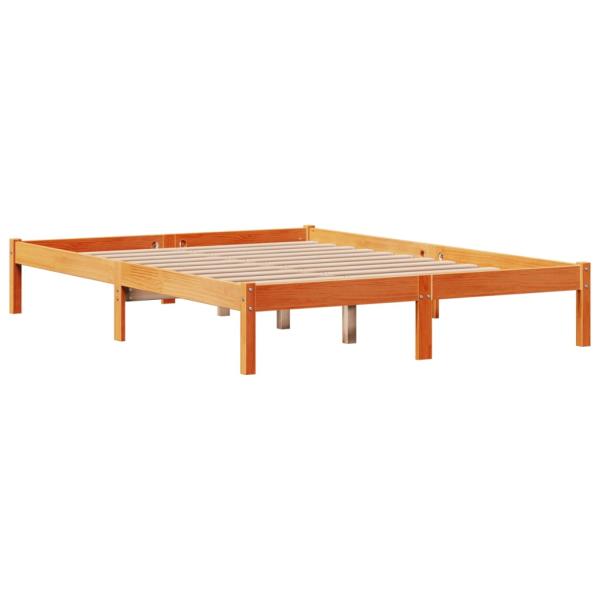 Bettgestell mit Kopfteil ohne Matratze Wachsbraun 150x200 cm