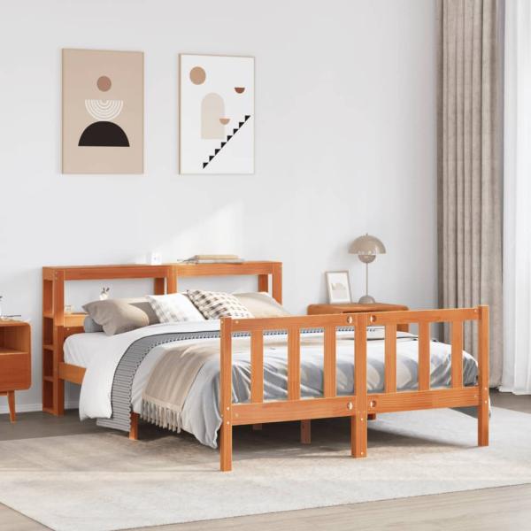ARDEBO.de - Bettgestell mit Kopfteil ohne Matratze Wachsbraun 150x200 cm