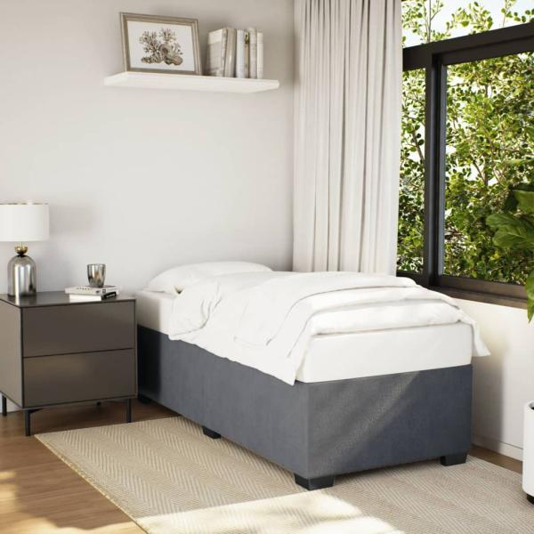 ARDEBO.de - Bettgestell ohne Matratze Dunkelgrau 90x190 cm Samt