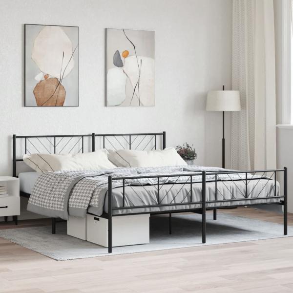 ARDEBO.de - Metallbett ohne Matratze mit Fußteil Schwarz 180x200 cm