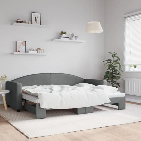 ARDEBO.de - Tagesbett Ausziehbar Dunkelgrau 80x200 cm Stoff