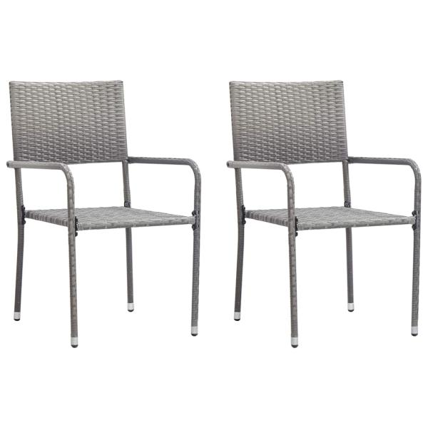 ARDEBO.de - Garten-Essst?hle 2 Stk. Stapelbar Grau Polyrattan