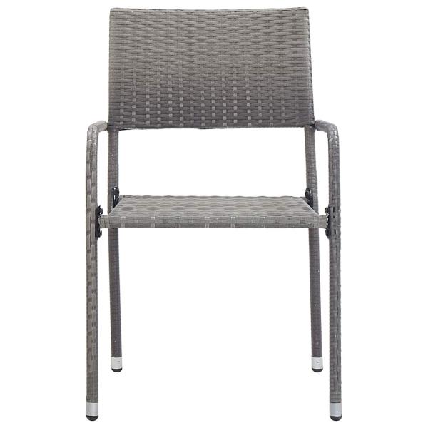 Garten-Essst?hle 2 Stk. Stapelbar Grau Polyrattan