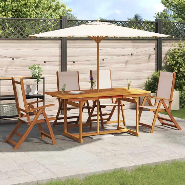 ARDEBO.de - 5-tlg. Garten-Essgruppe Massivholz Akazie und Textilene