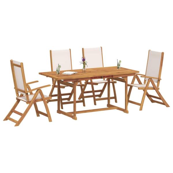 5-tlg. Garten-Essgruppe Massivholz Akazie und Textilene