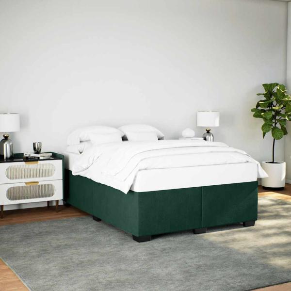 ARDEBO.de - Bettgestell ohne Matratze Dunkelgrün 140x200 cm Samt