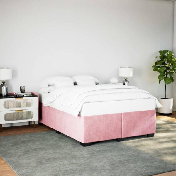 ARDEBO.de - Bettgestell Rosa 140x200 cm Samt