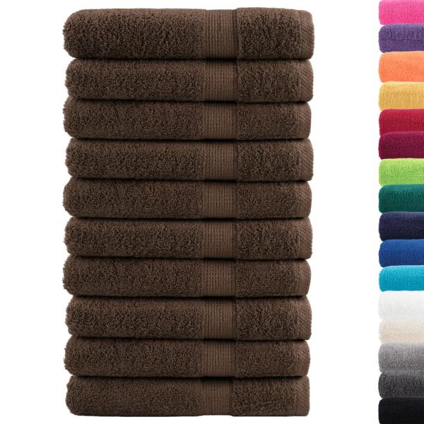 Premium Handtücher SOLUND 10 Stk. Braun 100x200 cm 600 g/m²