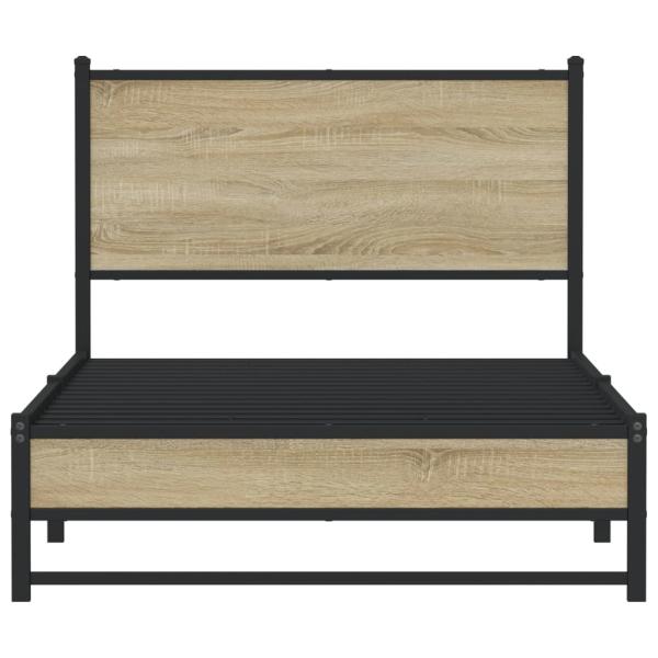 Metallbett ohne Matratze Sonoma-Eiche 100x190 cm
