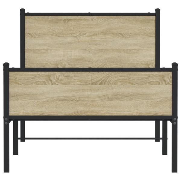 Metallbett ohne Matratze Sonoma-Eiche 75x190 cm