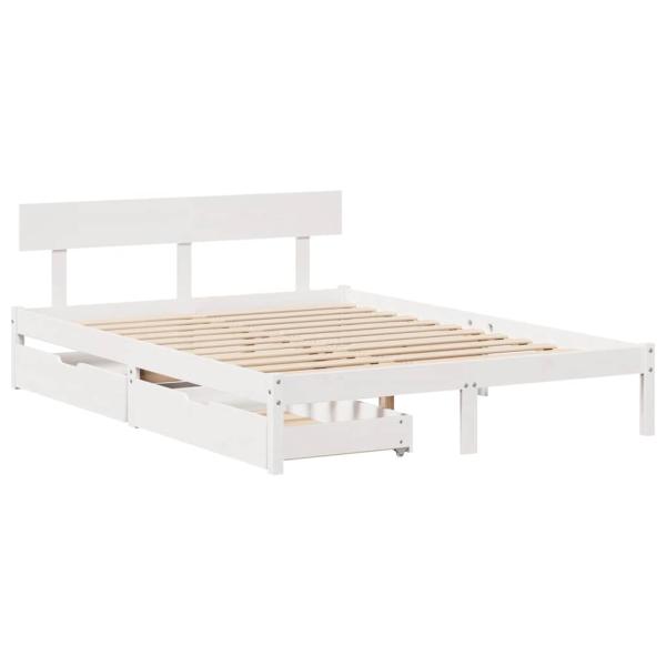 Massivholzbett ohne Matratze Weiß 135x190 cm Kiefernholz