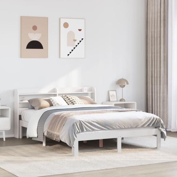 ARDEBO.de - Bettgestell mit Kopfteil ohne Matratze Weiß 140x200 cm