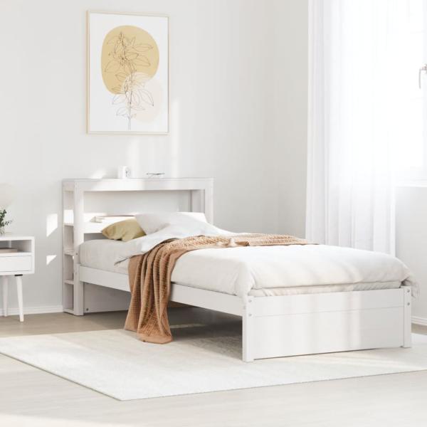 ARDEBO.de - Bettgestell mit Kopfteil ohne Matratze Weiß 75x190 cm