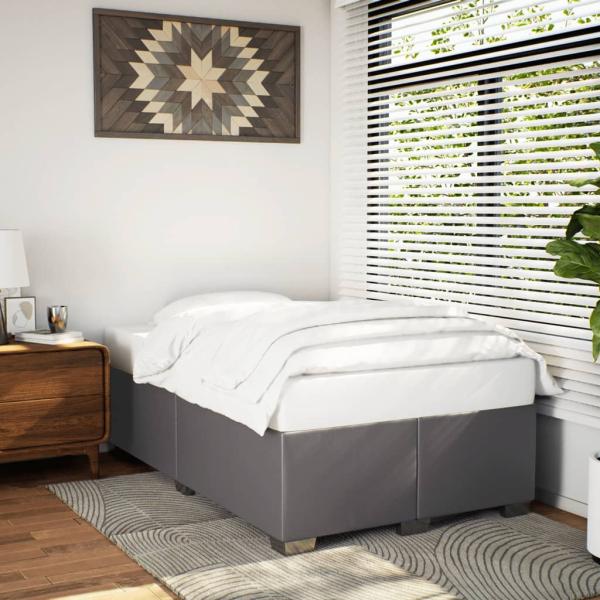 ARDEBO.de - Bettgestell ohne Matratze Grau 120x190 cm Kunstleder