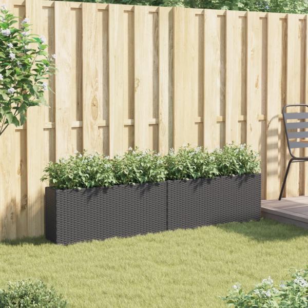 Pflanzkübel mit 2 Töpfen 2 Stk. Schwarz 90x20x40 cm Poly Rattan