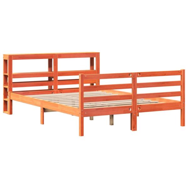 Massivholzbett ohne Matratze Wachsbraun 150x200 cm Kiefernholz