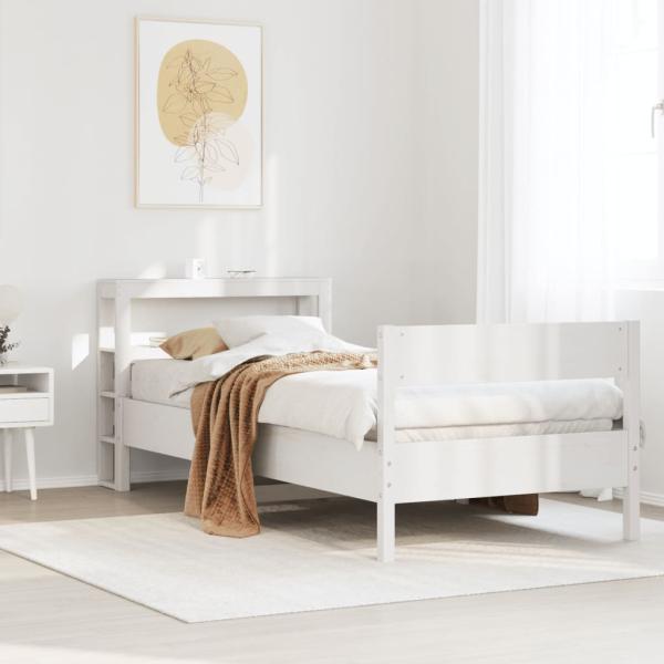ARDEBO.de - Massivholzbett ohne Matratze Weiß 75x190 cm Kiefernholz