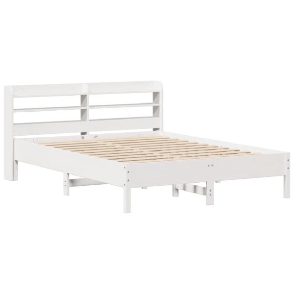 Massivholzbett ohne Matratze Weiß 140x190 cm Kiefernholz