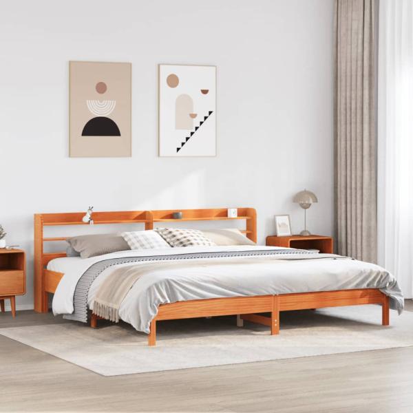 ARDEBO.de - Massivholzbett ohne Matratze Wachsbraun 200x200 Kiefernholz