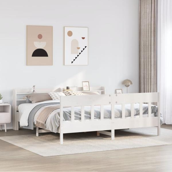 ARDEBO.de - Massivholzbett ohne Matratze Weiß 180x200 cm Kiefernholz