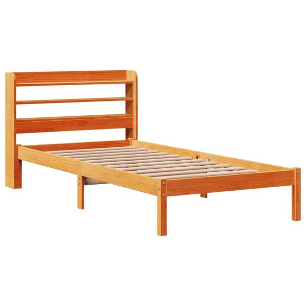 Bettgestell mit Kopfteil ohne Matratze Wachsbraun 100x200 cm
