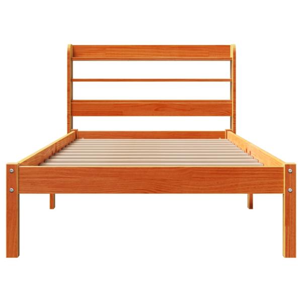 Bettgestell mit Kopfteil ohne Matratze Wachsbraun 100x200 cm