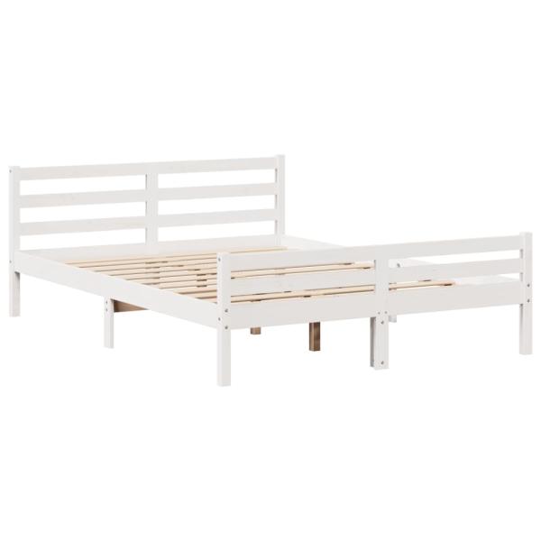 Bettgestell mit Kopfteil ohne Matratze Weiß 150x200 cm