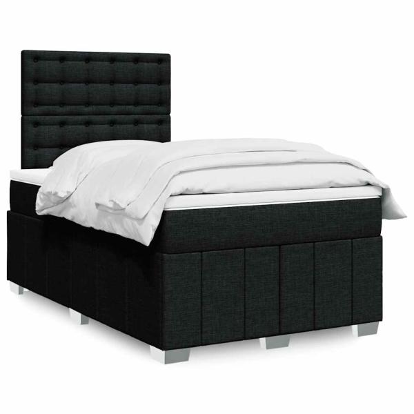 ARDEBO.de - Boxspringbett mit Matratze Schwarz 120x190 cm Stoff
