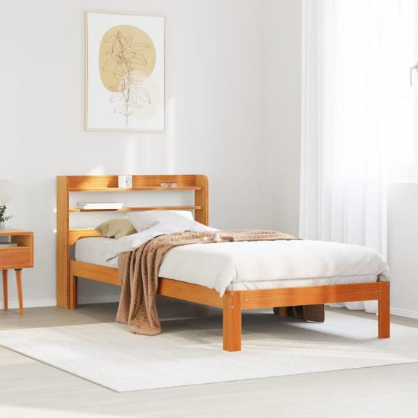 ARDEBO.de - Massivholzbett ohne Matratze Wachsbraun 100x200 Kiefernholz
