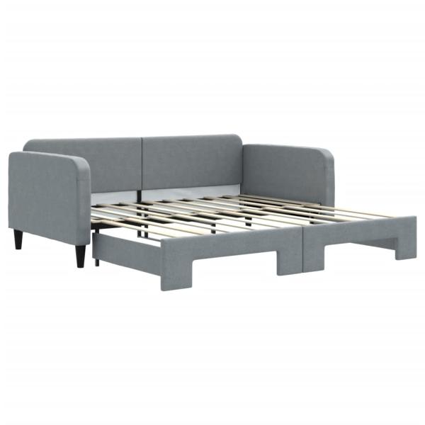 Tagesbett Ausziehbar Hellgrau 100x190 cm Stoff