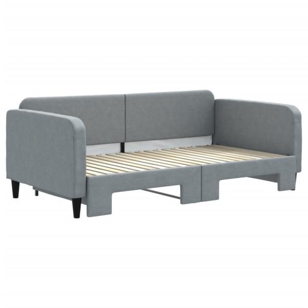 Tagesbett Ausziehbar Hellgrau 100x190 cm Stoff