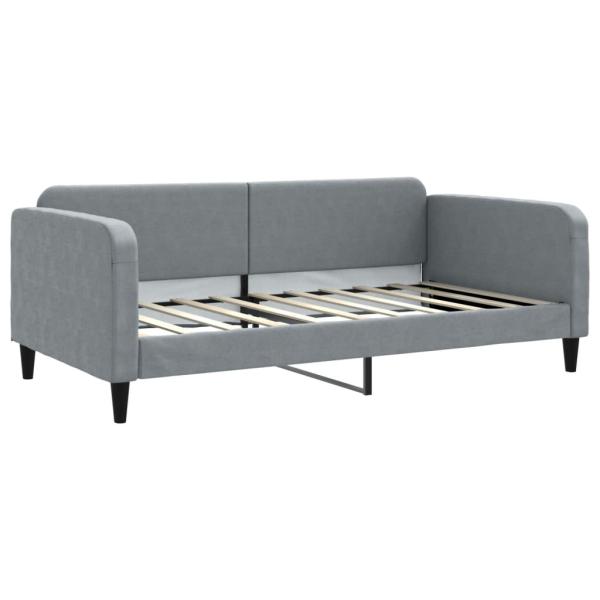 Tagesbett Ausziehbar Hellgrau 100x190 cm Stoff