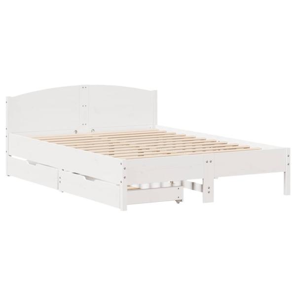 Massivholzbett ohne Matratze Weiß 135x190 cm Kiefernholz