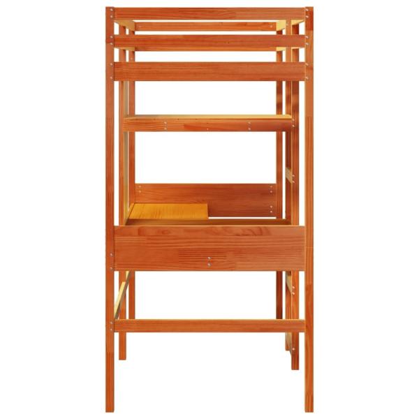 Hochbett ohne Matratze Wachsbraun 80x200 cm Massivholz Kiefer