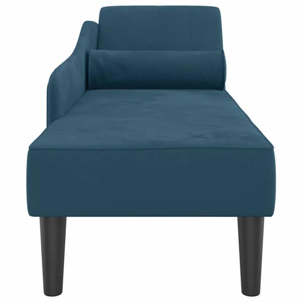 Chaiselongue mit Kissen Blau Samt